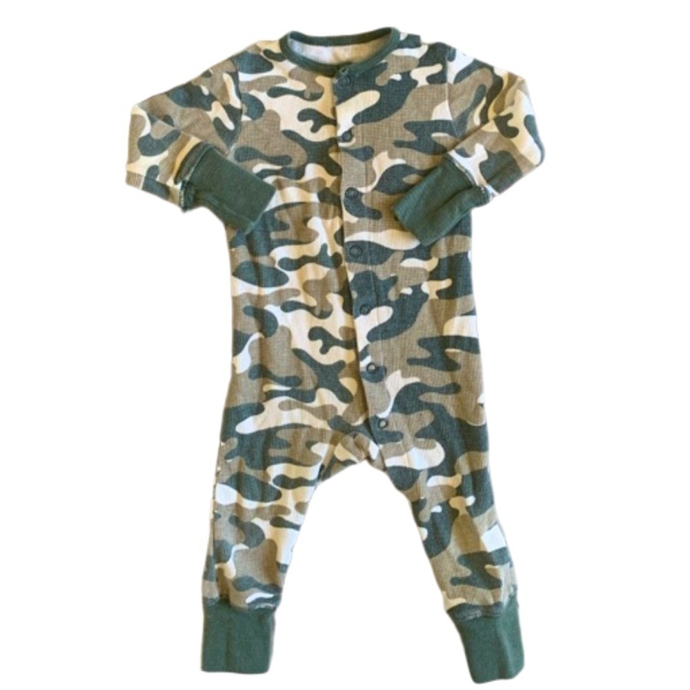 Fruit Of The Loom Army Fatigue Waffle Flannel Long Sleeve Onesie